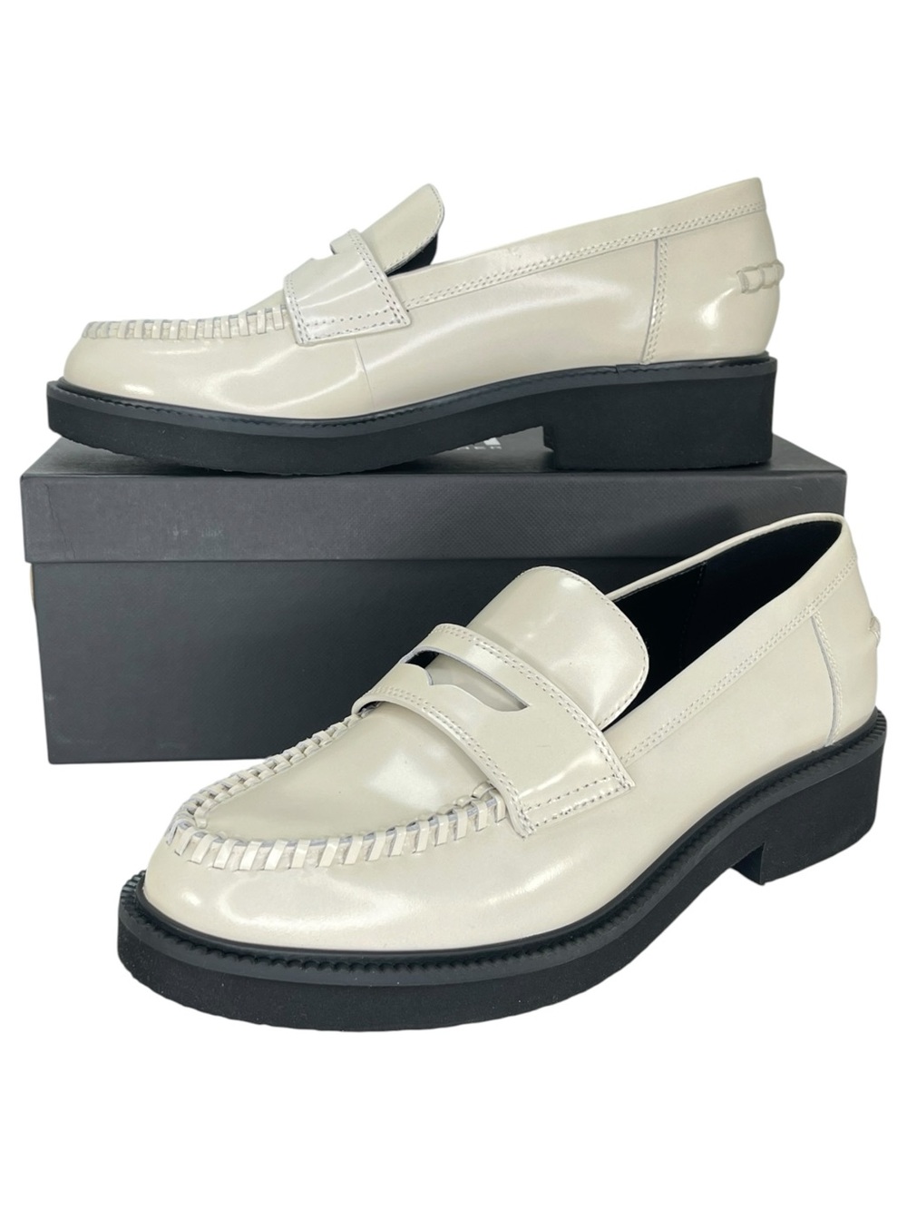 Marc Fisher Dagman Ivory Leather Womens Penny Loafers Size 9.5M